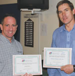 Eben Grobbelaar (right) thanks Evan Dent after the presentation.